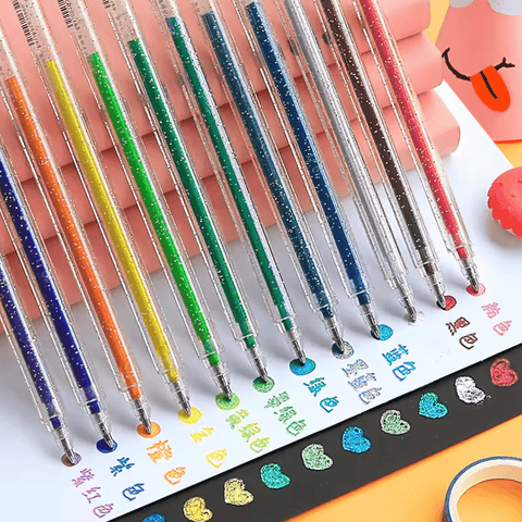 Glitzer-Gelstifte – Set mit 12 Metallicfarben